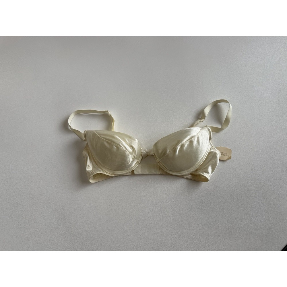 Vintage 90s Victoria's Secret Satin Padded Bra 36A Ivory NWT